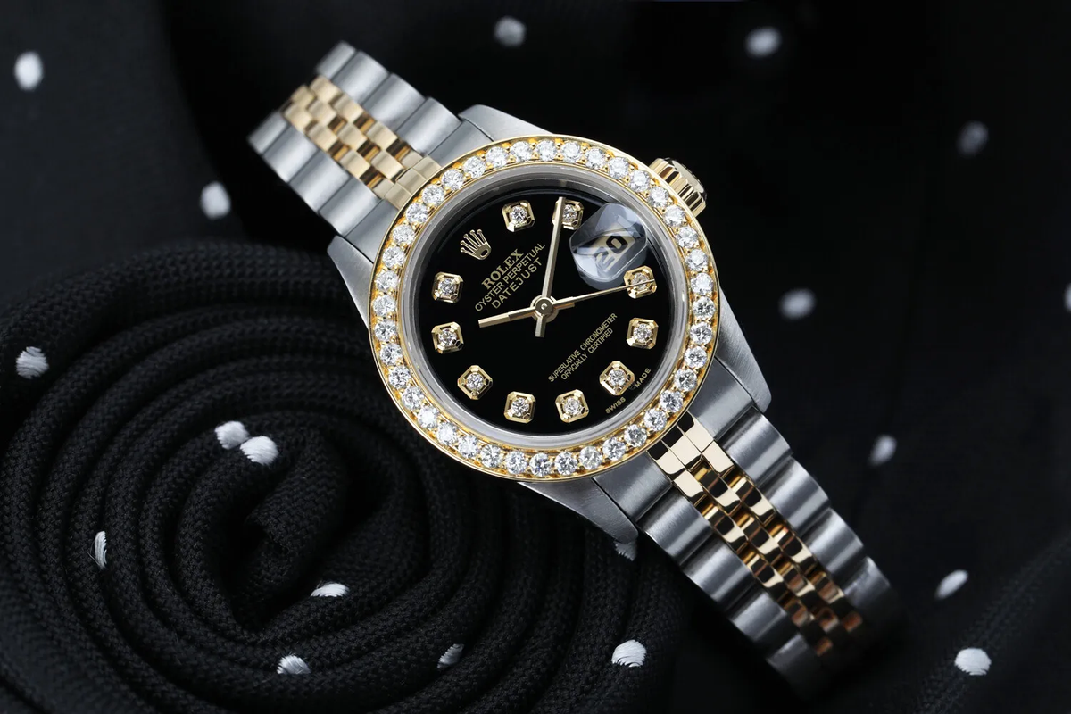 Rolex Datejust 26 mm Black Diamond Accent Dial Two Tone