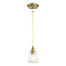 Image of 1 Bulb Ceiling Pendant Light Fitting Natural Brass LED E27 60W Bulb