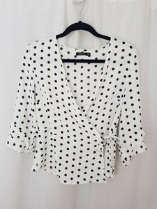 black polka dot wrap top