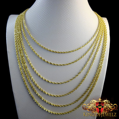 YELLOW GOLD DIAMOND CUT HOLLOW ROPE 