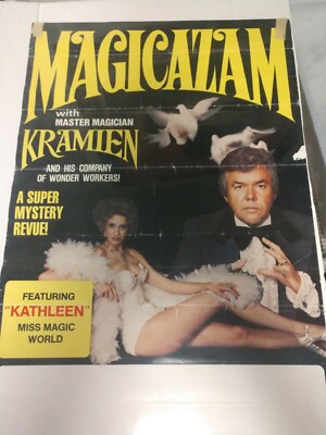 Magicazam Kramien Master Magician Poster Early 70s Featuring Kathleen Miss Magic