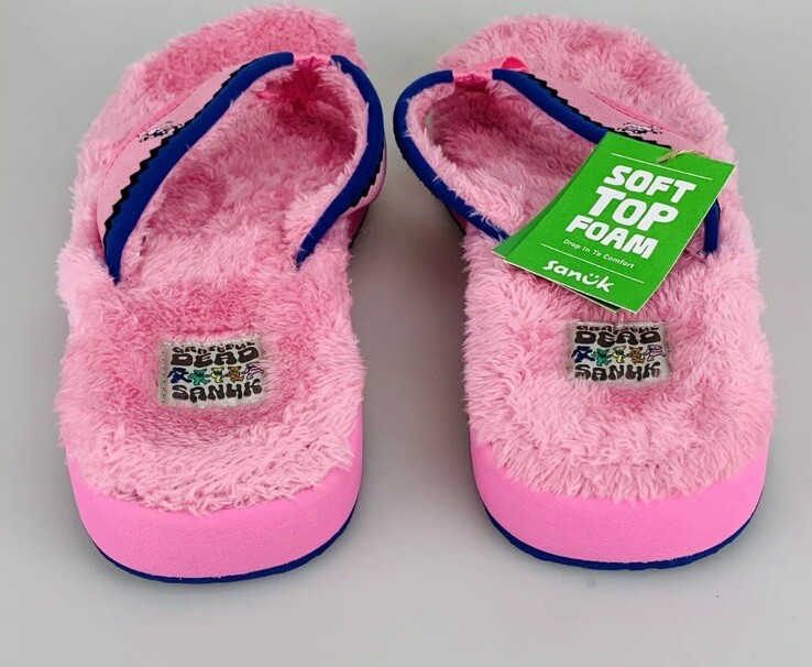 Sanuk Furreal St Grateful Dead Sandals Fur Flip Shoes Mens  display picture 1