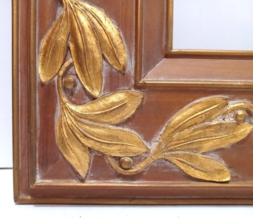 28 X 38 5" WIDE WOOD HANDCARVED ANTIQUED PICTURE FRAME GOLD LEAF DECORATION - Picture 2 of 10