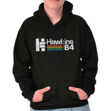 Vintage Hawkins 84 Distressed Rainbow Show Hoodie Hooded Sweatshirt Men Women