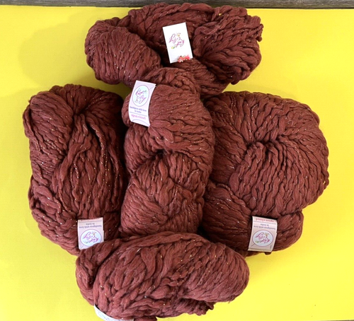 5 SKEINS OF KNIT COLLAGE SPUN CLOUD YARN IN SEDONA (RUST) NEW HANDSPUN - Picture 3 of 4