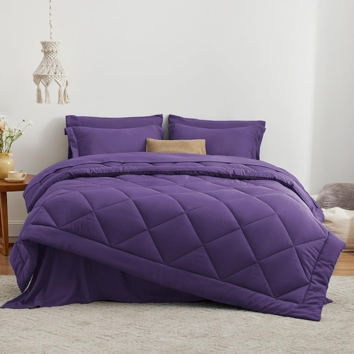 Twin Bed in a Bag: 5-Piece Comforter Set - Soft Polyester & Box Stitched Design - Picture 4 of 8