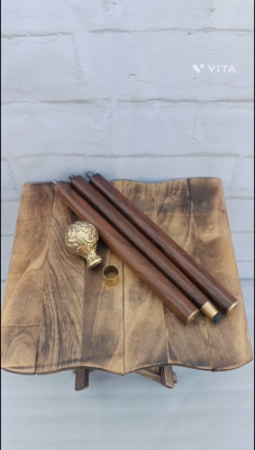 Solid Brass Vintage Round Designer Handle Wooden … - image 2