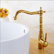Luxury Gold Color Brass Swivel Kitchen Sink Faucet Deck Mounted Basin Mixer Taps