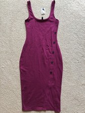 Express Women’s Pink Magenda Stretch Fitted Sleeveless Slit Midi Dress Size XS