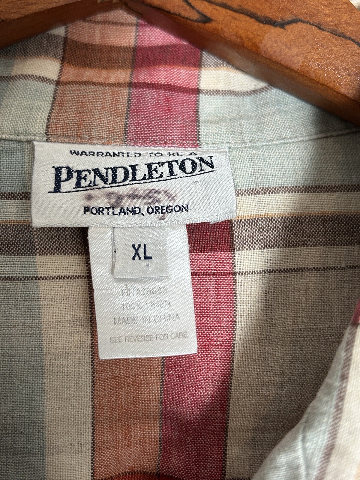 VTG Pendleton Linen Button-down, Boxy, Plaid, Wom… - image 2