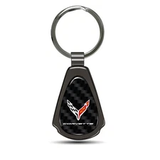 Chevrolet Corvette C8 Real Carbon Fiber Black Teardrop Key Chain