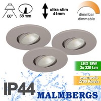 Led Spots Dimmbar IP44 Einbauleuchten 3X Strahler Alu Schwenkbar Matt Slim