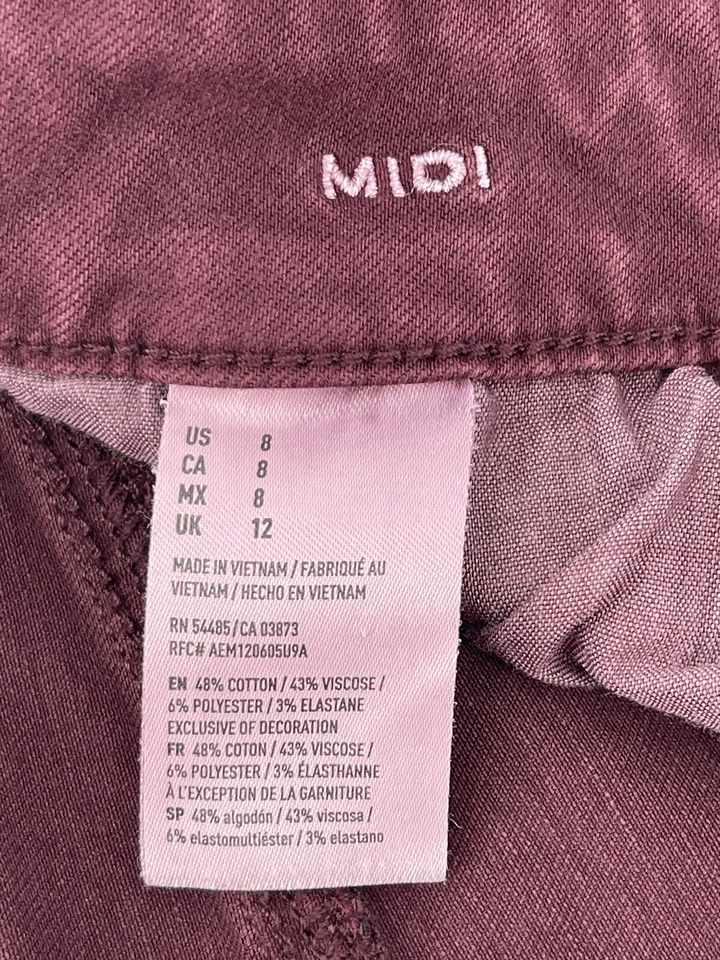 American Eagle MIDI Stretch Jean Shorts Womens Size 8 Low Rise Purple Denim - Image 3 of 4