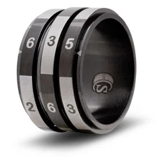 Triple 6-sided (3D6) Dice Random Number Spinner Ring Black - Size 9.5 Tabletop