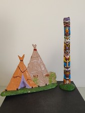 Elastolin Lineol Indianer Zeltgruppe Doppel Zelt Totempfahl Wildwest Masse DDR