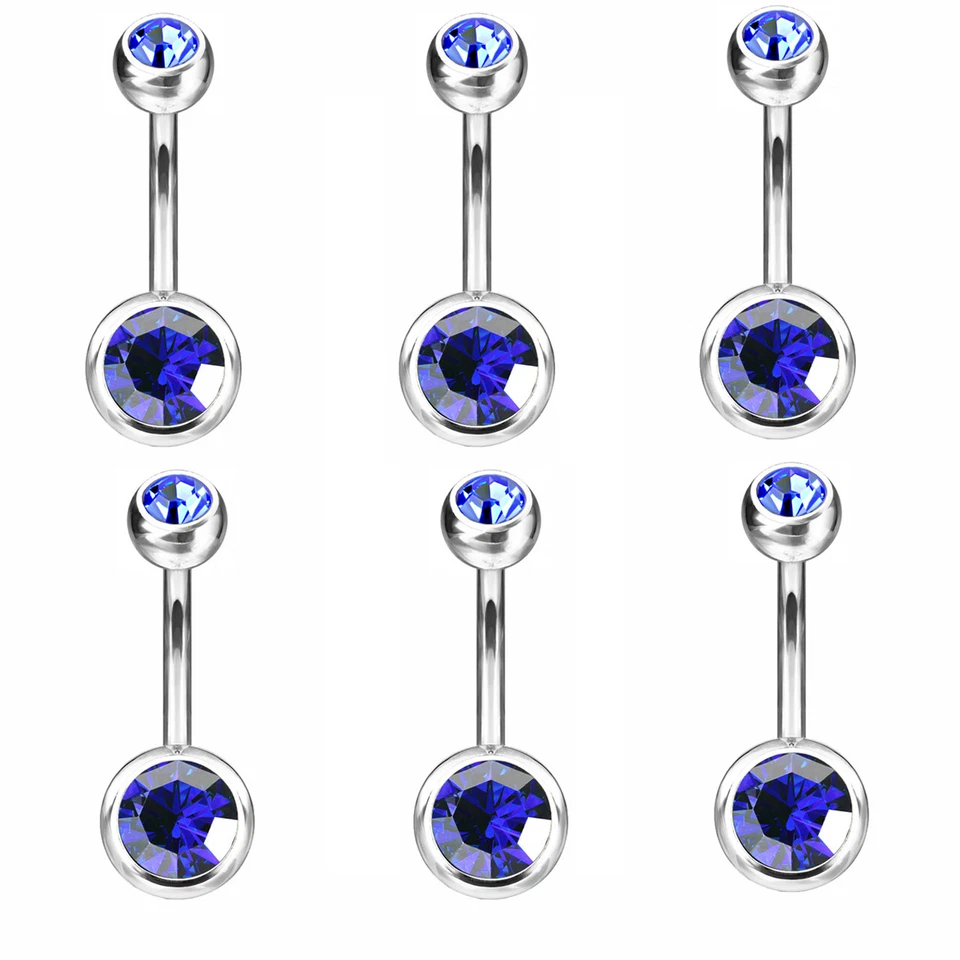 14G 6 piezas Titanio Ombligo Ombligo Anillos Implante Grado Doble Joya Bisel Set Foto 2 de 4