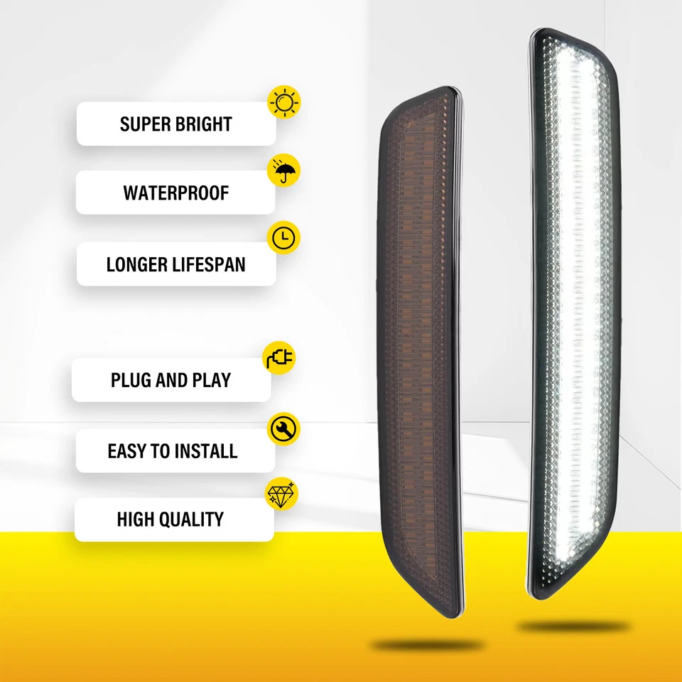 Luces LED blancas puras marcadoras laterales humo HECASA para Ford Mustang 2010-2014 4 piezas Foto 3 de 4