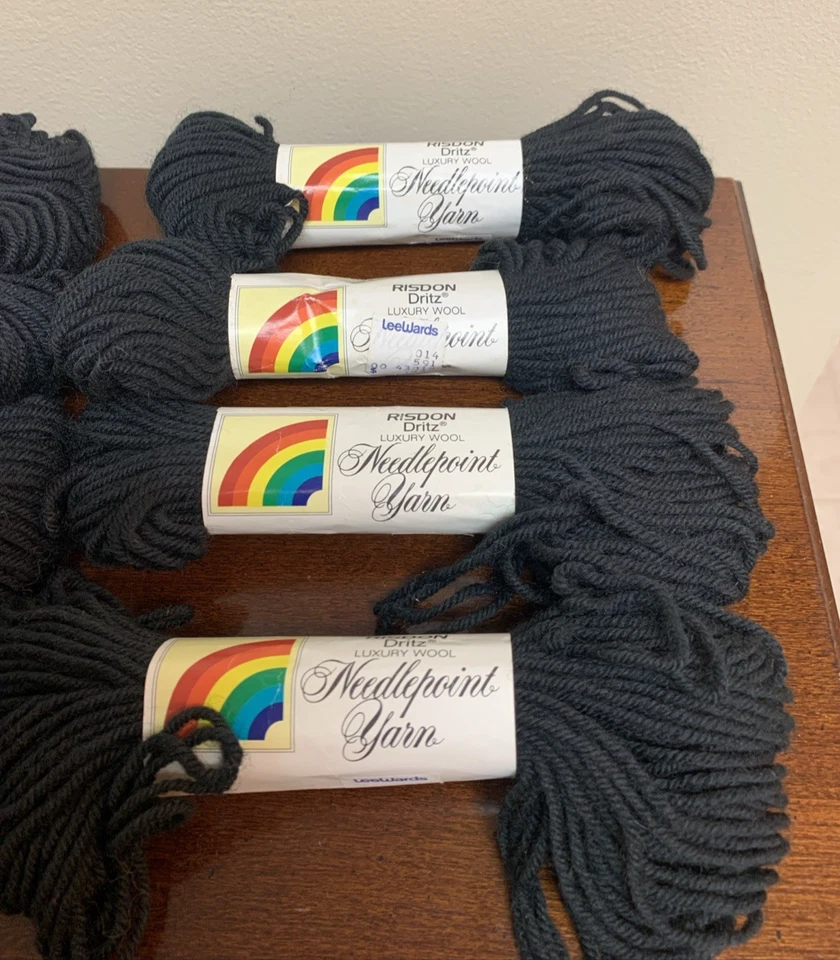 Same Dye Lot of 8 Risdon Dritz 100% Virgin Wool Needlepoint Yarn - 544A Black - Image 3 of 4