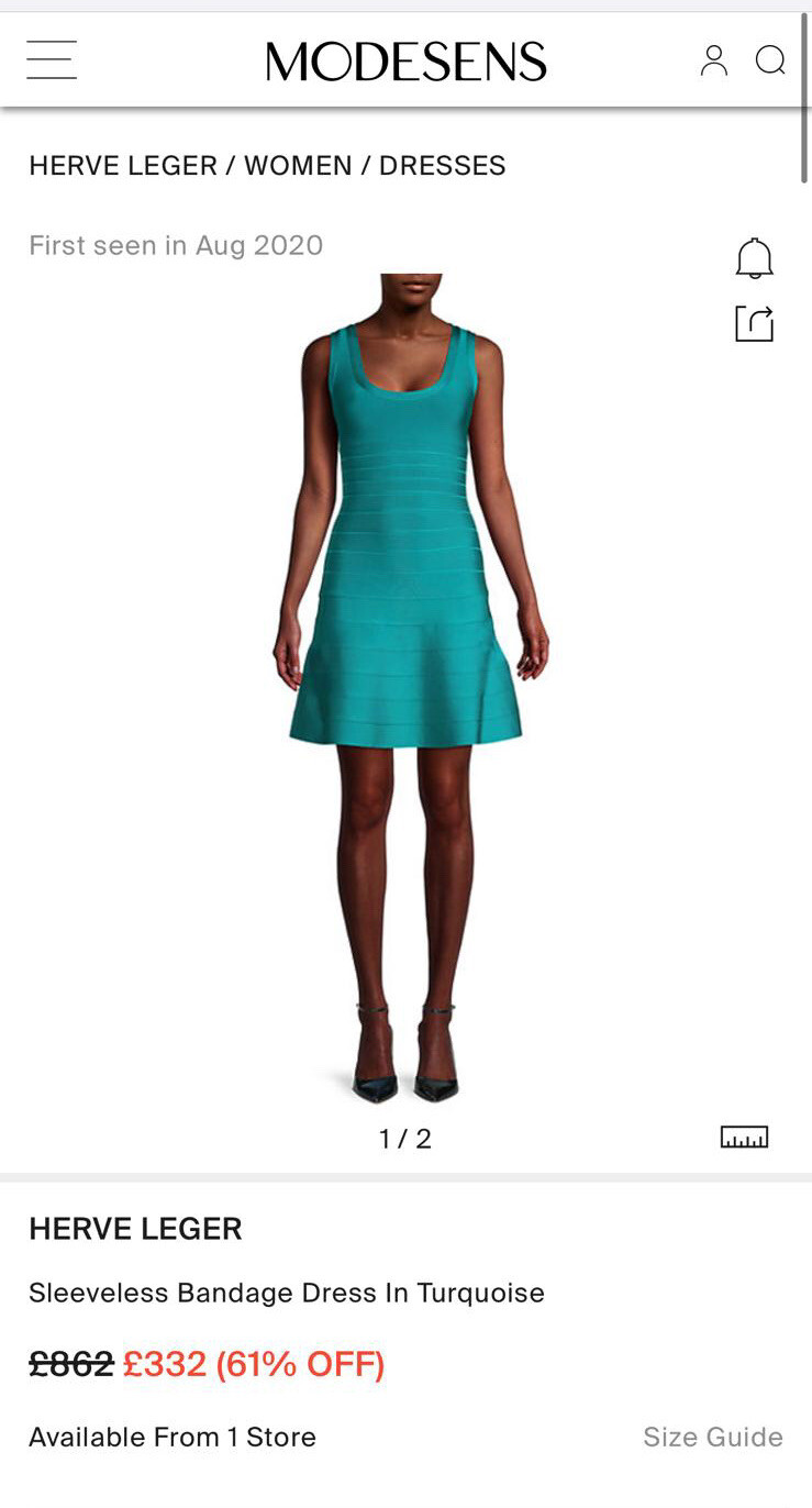 Herve Leger Sleeveless Bandage Dress In Turquoise Authentic | eBay