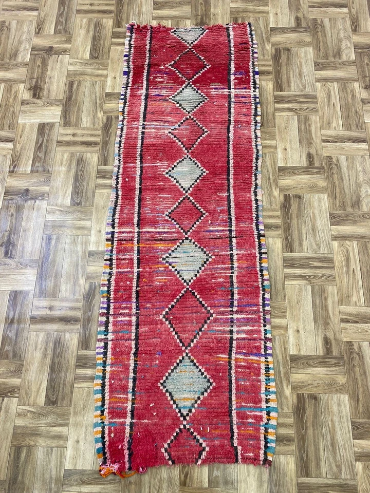Vintage Runner Rug,Contemporary Area Rug,Solid Wool Rug,Red Matdoor Rug,2'7x8'ft - Image 2 of 4