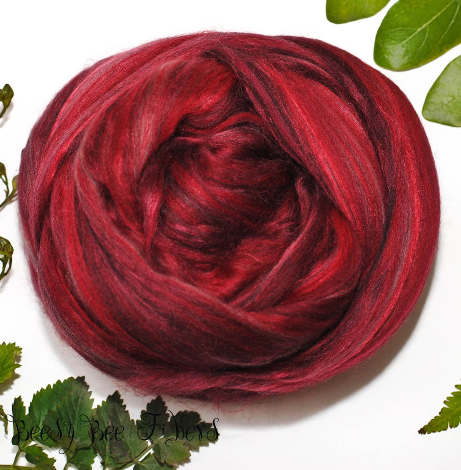 SANGRIA - Merino Bamboo Rayon Blend Combed Top Wool Roving Spinning Felting 4 oz - Image 2 of 4