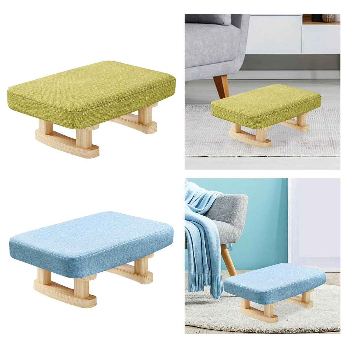 Small Footstool Padded Footstool Footrest with Wooden Legs Small