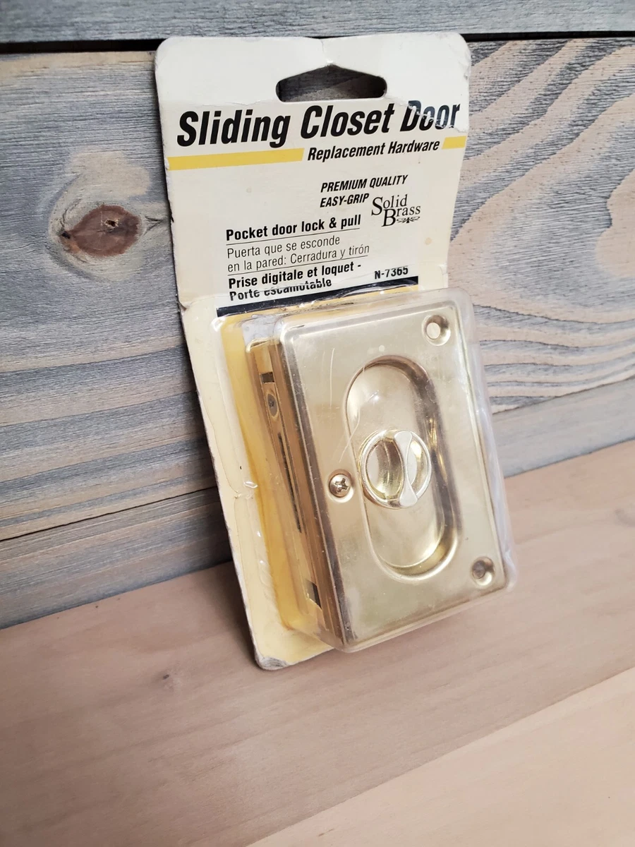 Solid Brass Sliding Closet Door Pocket Door Lock & Pull Replacement Hardware