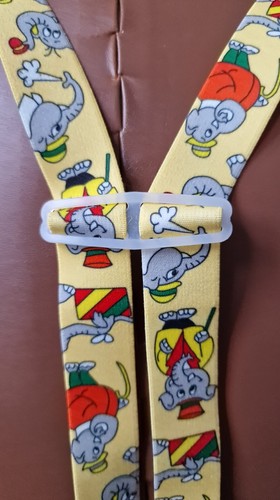 Vintage Kids Elephant BRACES in Yellow Suspenders Cartoons Geek ZE77 - Picture 6 of 6