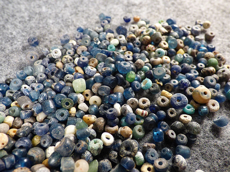 10 cuentas comerciales Tellico Plains originales grado A vidrio veneciano azul cherokee 1700 Foto 3 de 4