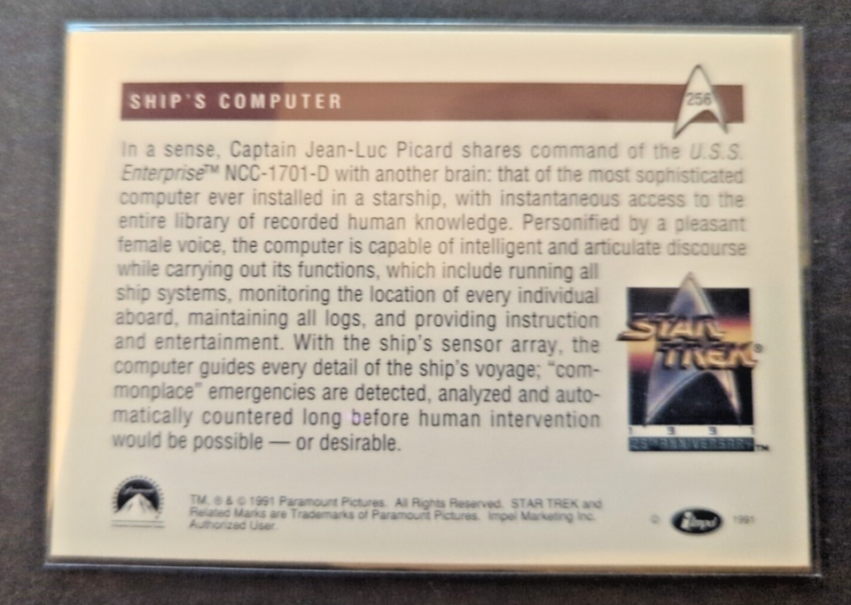 1991 STAR TREK THE NEXT GENERATION TNG # 256 Ship's Computer | eBay