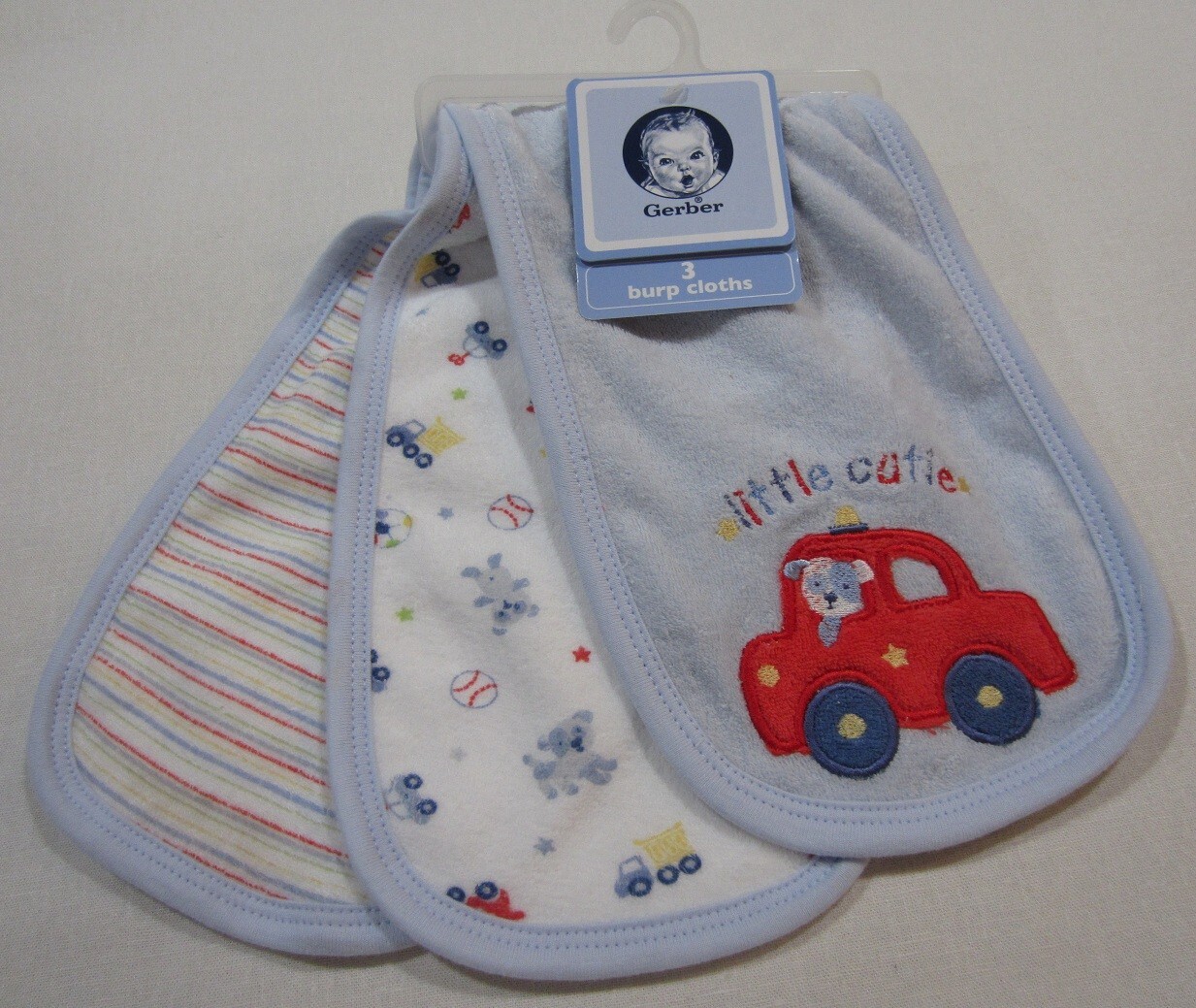 NEW Gerber Baby Boy 3 Pack Burp Cloths Cute Blue Cars Sports Stripes Terricloth eBay
