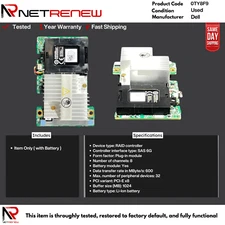 Dell PERC H710P  0TY8F9  6Gbps 1GB Mini Mono RAID Controller w/ Battery