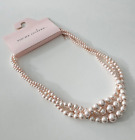 Triple Strand Twisted light Pink Graduated Faux Pearl Necklace New