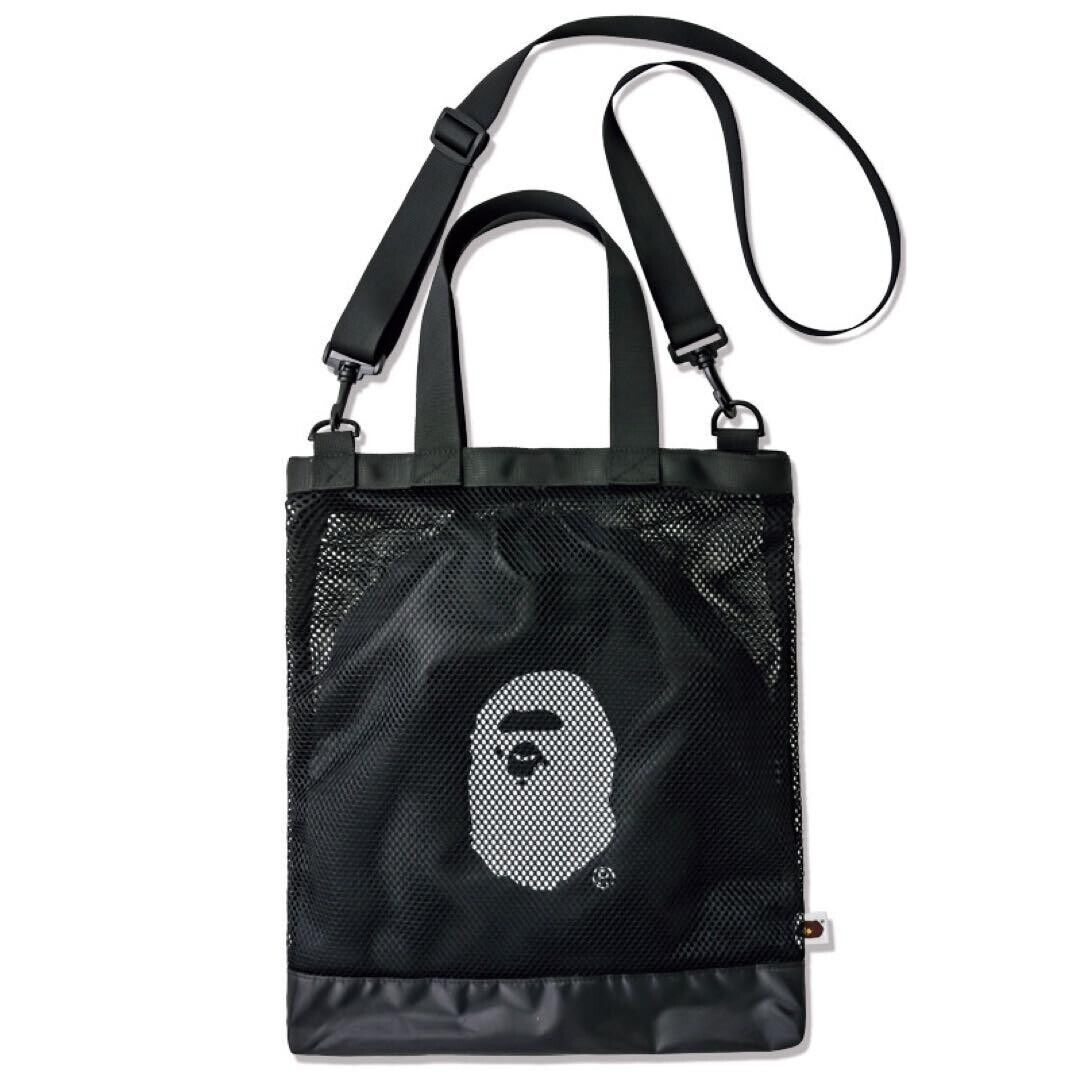 A BATHING APE BAPE Black mesh bag H39×W33×D5cm & drawstring A BATHING APE BAPE Black mesh bag H39×W33×D5cm & drawstring