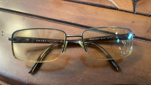 Prada Men’s Bronze/Tortoise 1/2 Frame Glasses Style Fashion VPR51M