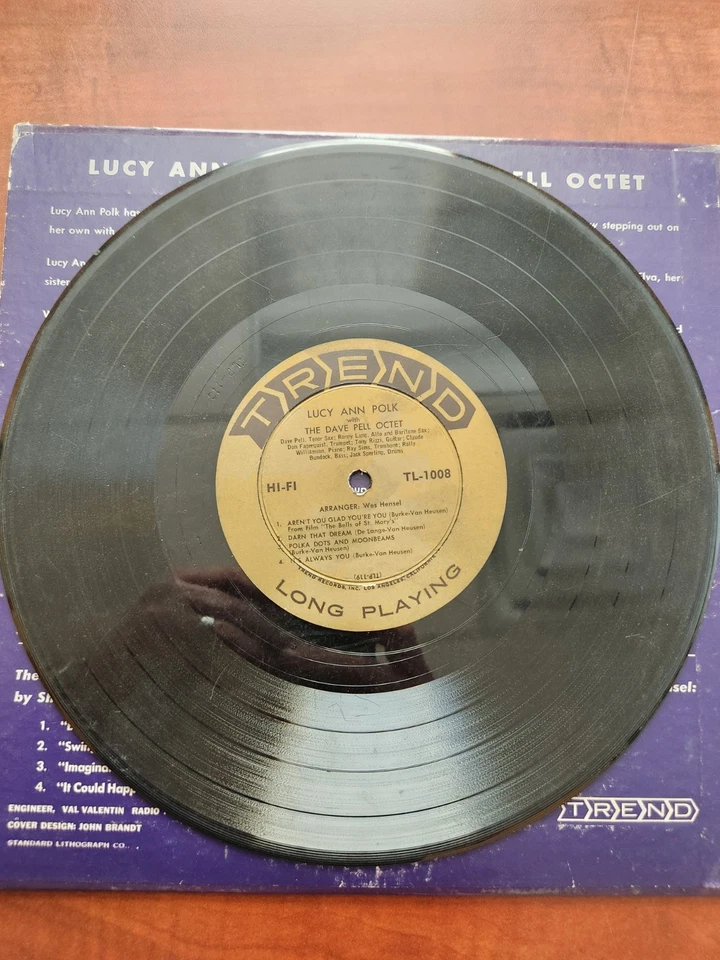 Dave Pell Octet Lucy Ann Polk 10" Vinyl Record TL 1008 Trend Foto 3 de 4