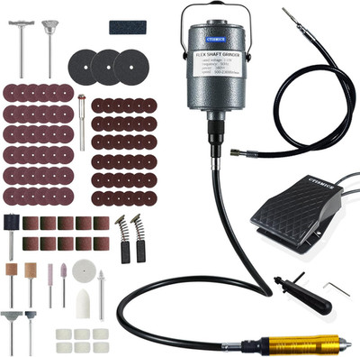 380W Flex Shaft Rotary Tool, 500-23000RPM Flexible Shaft Grinder Set with Variab