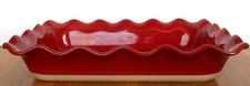 Emile Henry French Ceramic Ruffle Bakeware Burgundy Red 14" x 10" Baking Dish