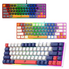 68 Key Compact Gaming Keyboard, 65% Mini Wired Mechanical Feel RGB Backlit