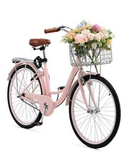 Cruiser Bike,1-Speed,26-Inch Pink Beach Cruiser Bike w/Large Capacity Basket&Rea