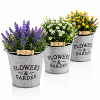 3Er Set Blumentopf Aus Metall Pflanzentopf Zinktopf KräUtertopf Mit Henkel