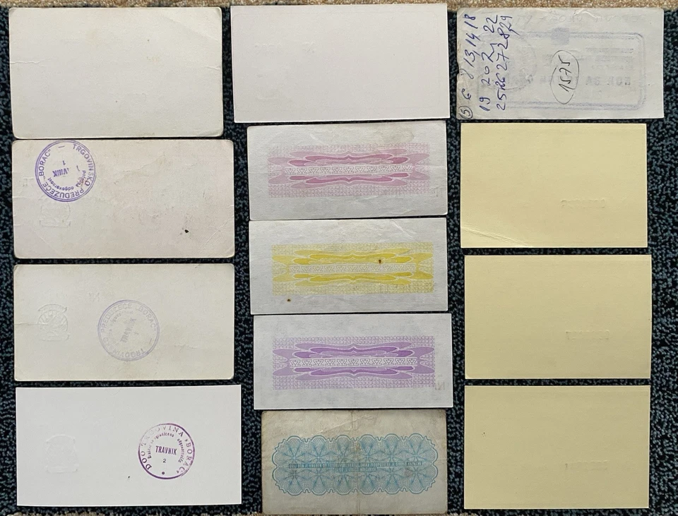 Lot of 13 Bosnian food vouchers 1980-1993, VF-UNC - Image 2 of 2