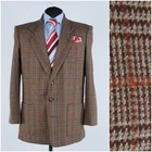 Mens Tweed Jacket 42S US Size Glen Check Brown Wool Sport Coat Blazer