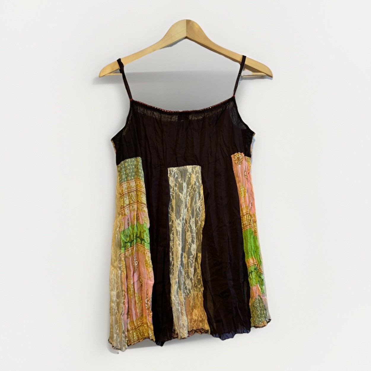 Vanity Lace Patchwork Camisole Sequin Boho Spaghe… - image 7