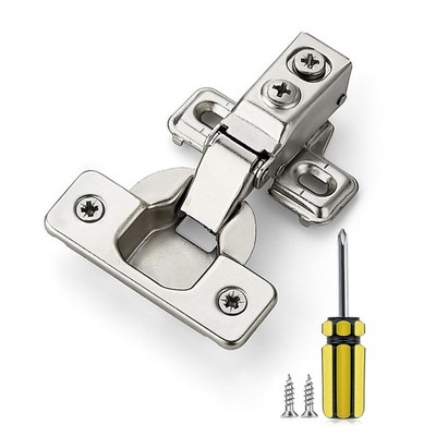 2 Pack 1 Pairs 1/2 Inch Overlay Brushed Nickel Short Arm Kitchen Cabinet Hing...