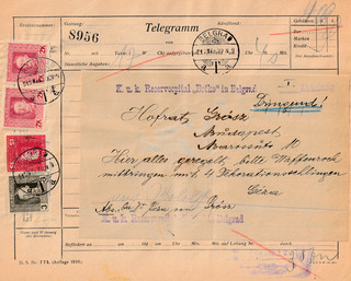 K.K. Telegramm 22.3.1918 BRCKO Reservespital
