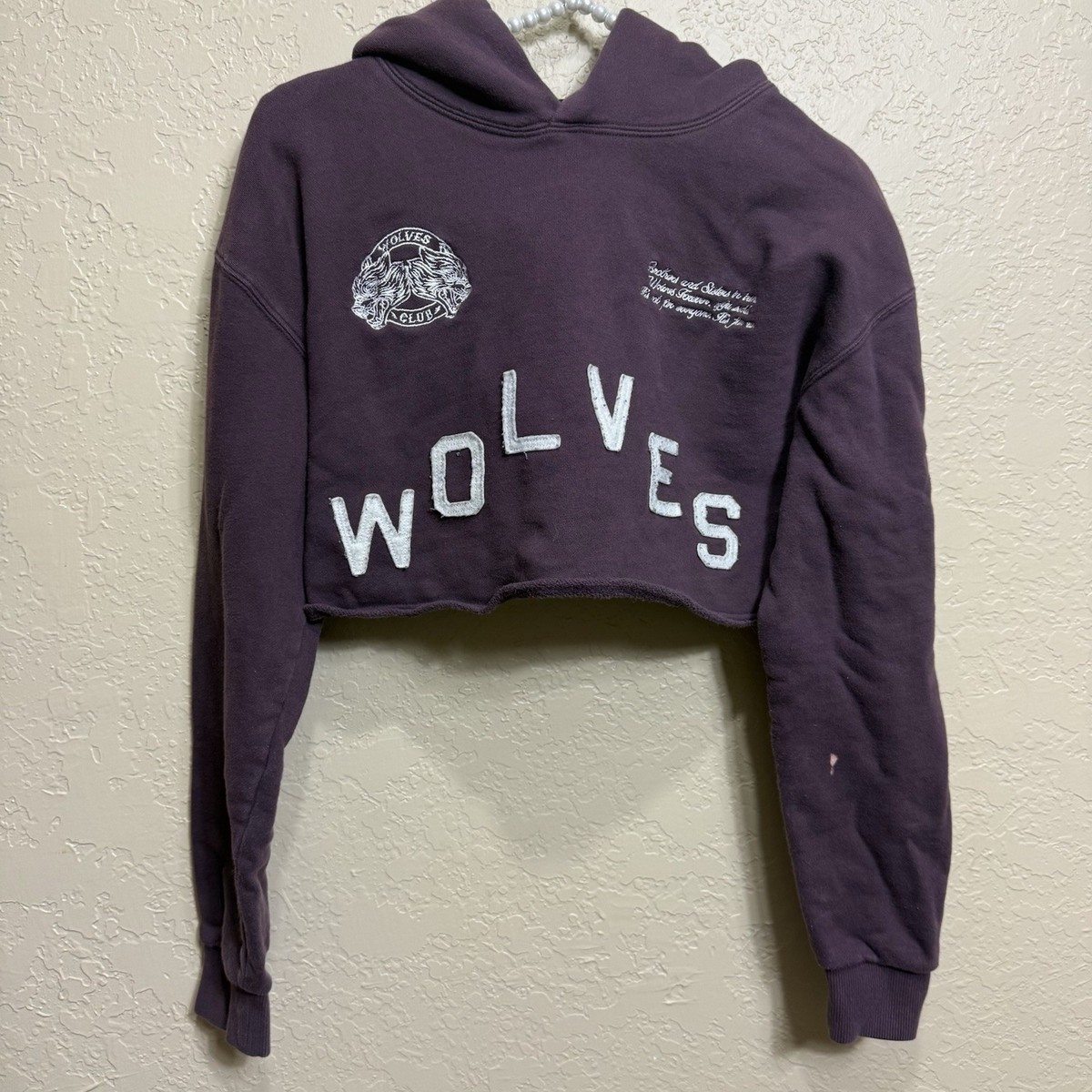 DARC SPORT WOLVES ジップアップパーカー Darc Sport Wolves Club SHE Cropped Hoodie Pullover Sweater Sz S