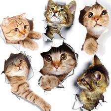 6PCS 3D Cat Wall Stickers Removable Vinyl Art Murals
