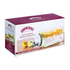 New Kilner 3 Litre Glass Fridge Drinks Dispenser Space-Saving Design Free ship