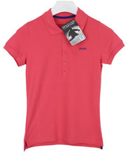 PYUA Circle T-Shirt Femme Coton Bio Logo Col Polo Rose Manches Courtes S